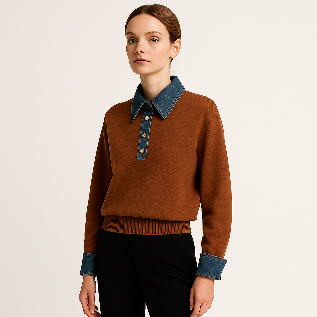 Denim Contrast Knit | Cotton Blend | Effortless Modern Streetwear