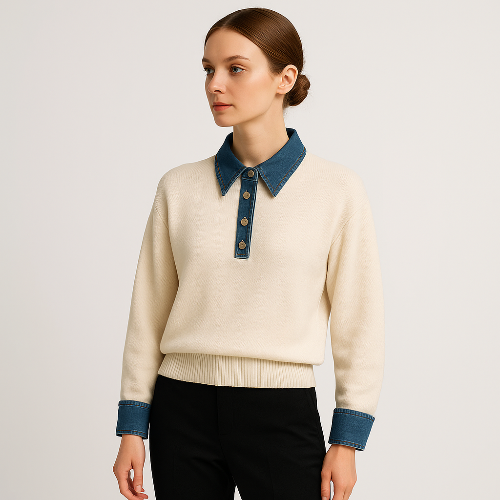 Denim Contrast Knit | Cotton Blend | Effortless Modern Streetwear