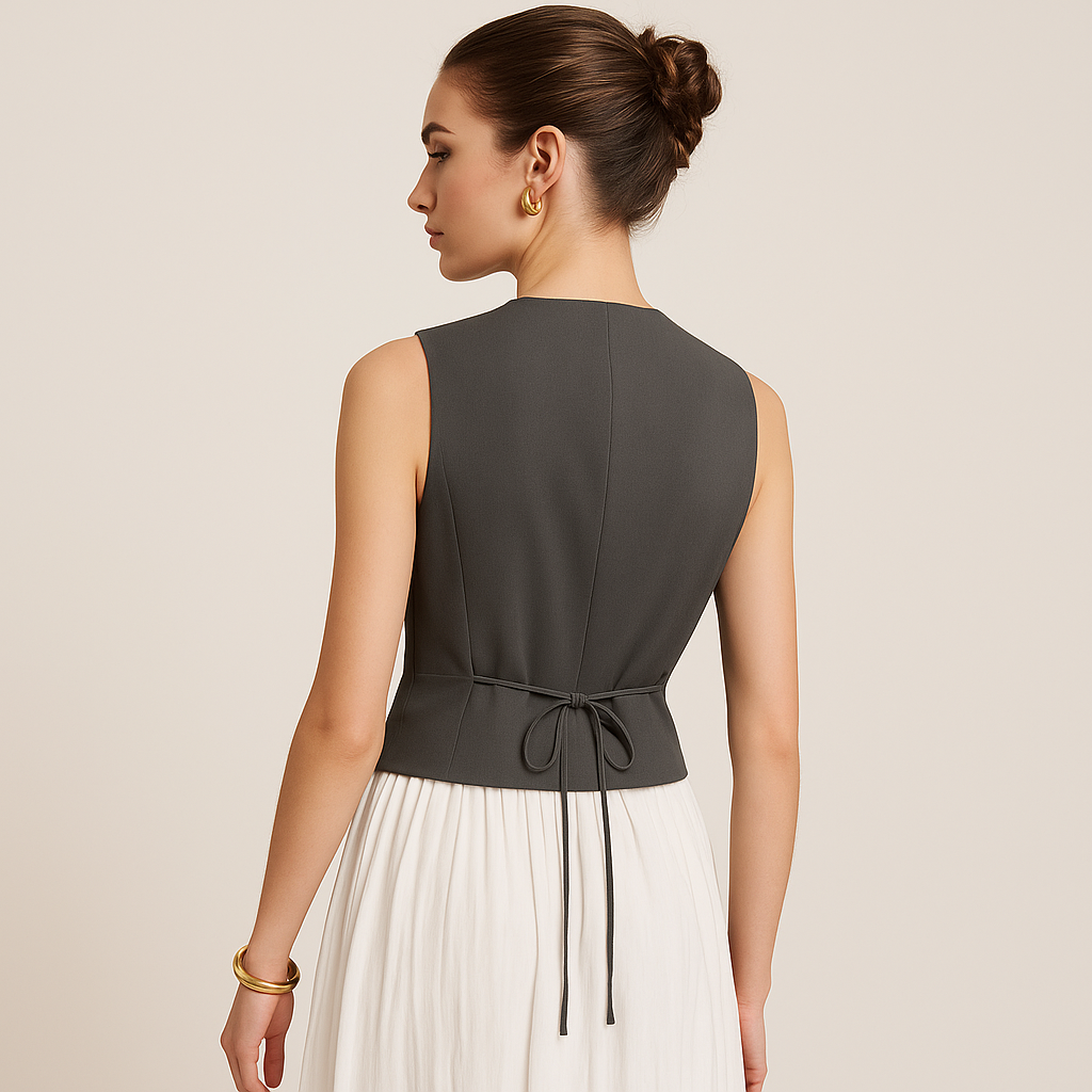 Sleeveless Wrap Waistcoat | Ring Detail | Structured Fit