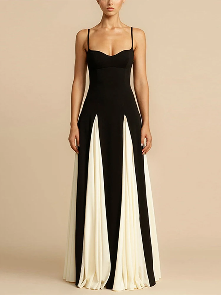 Étoile Angélique Maxi Dress | Two-Tone Fit and Flare, Spaghetti Straps