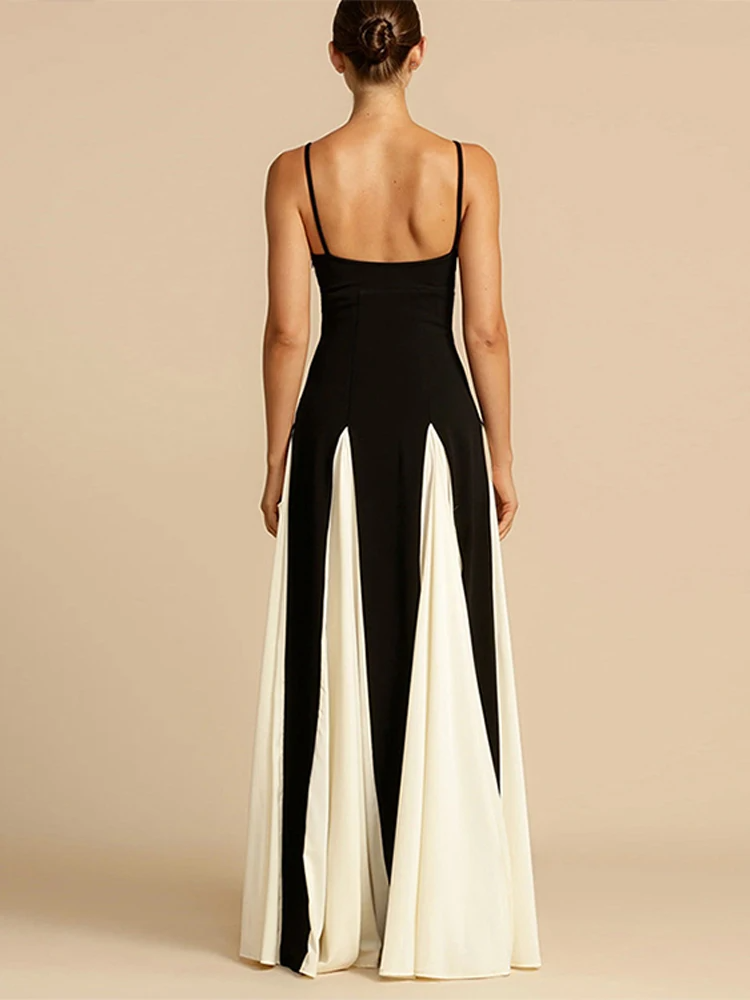 Étoile Angélique Maxi Dress | Two-Tone Fit and Flare, Spaghetti Straps
