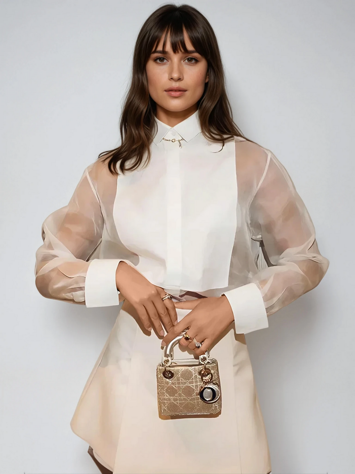 Atelier Sheer Organza Blouse | Puff Sleeve | Lapel Collar