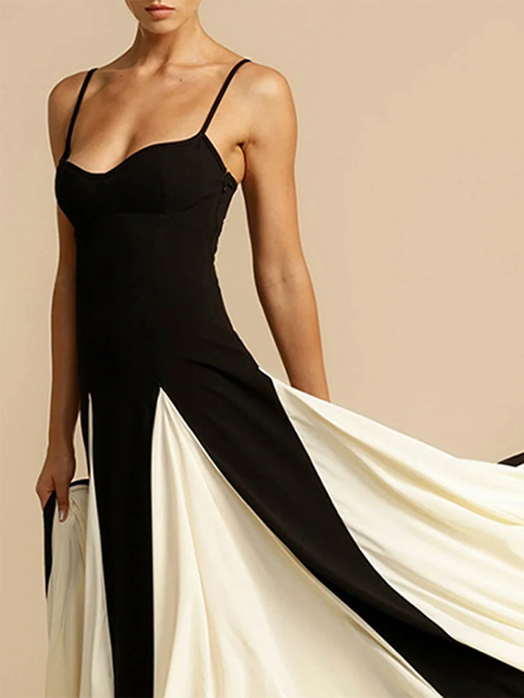 Étoile Angélique Maxi Dress | Two-Tone Fit and Flare, Spaghetti Straps