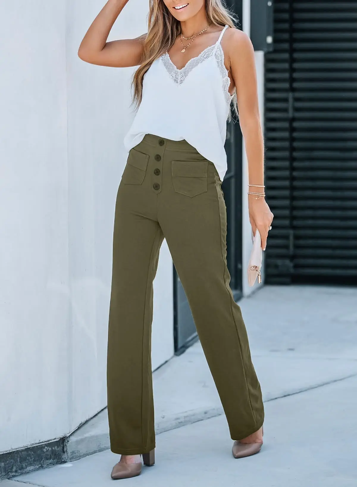 Maison High-Waist Wide-Leg Trousers with Pocket Detailing