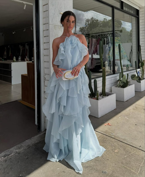 Étoile Livora Ruffled Maxi Dress | Halterneck | Layered Chiffon