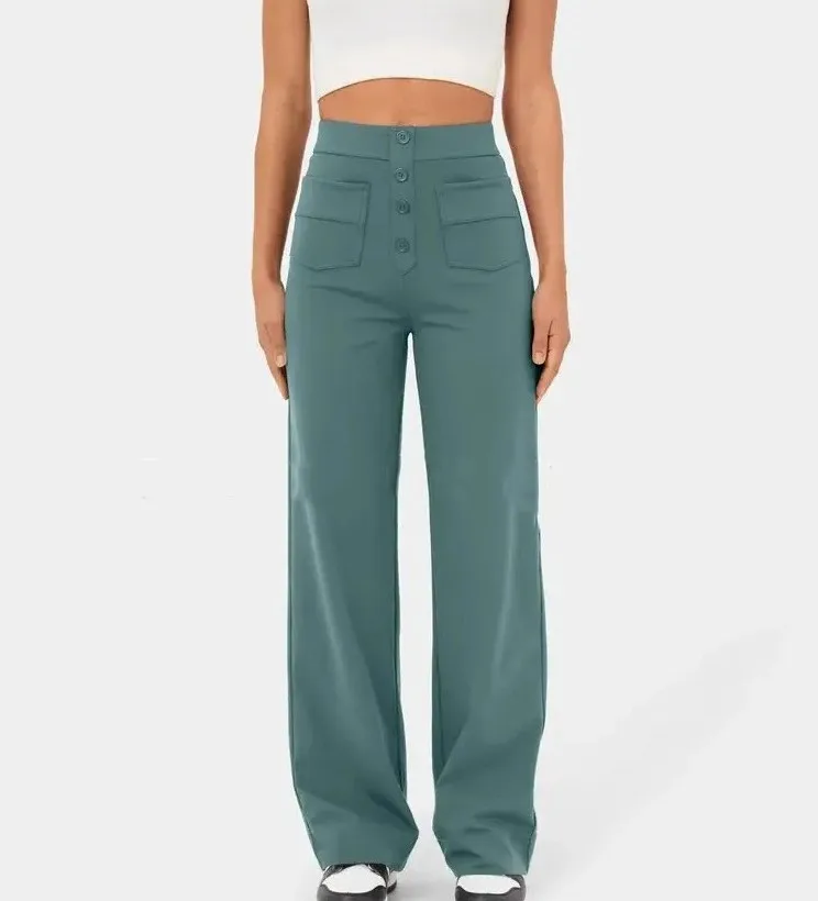 Maison High-Waist Wide-Leg Trousers with Pocket Detailing