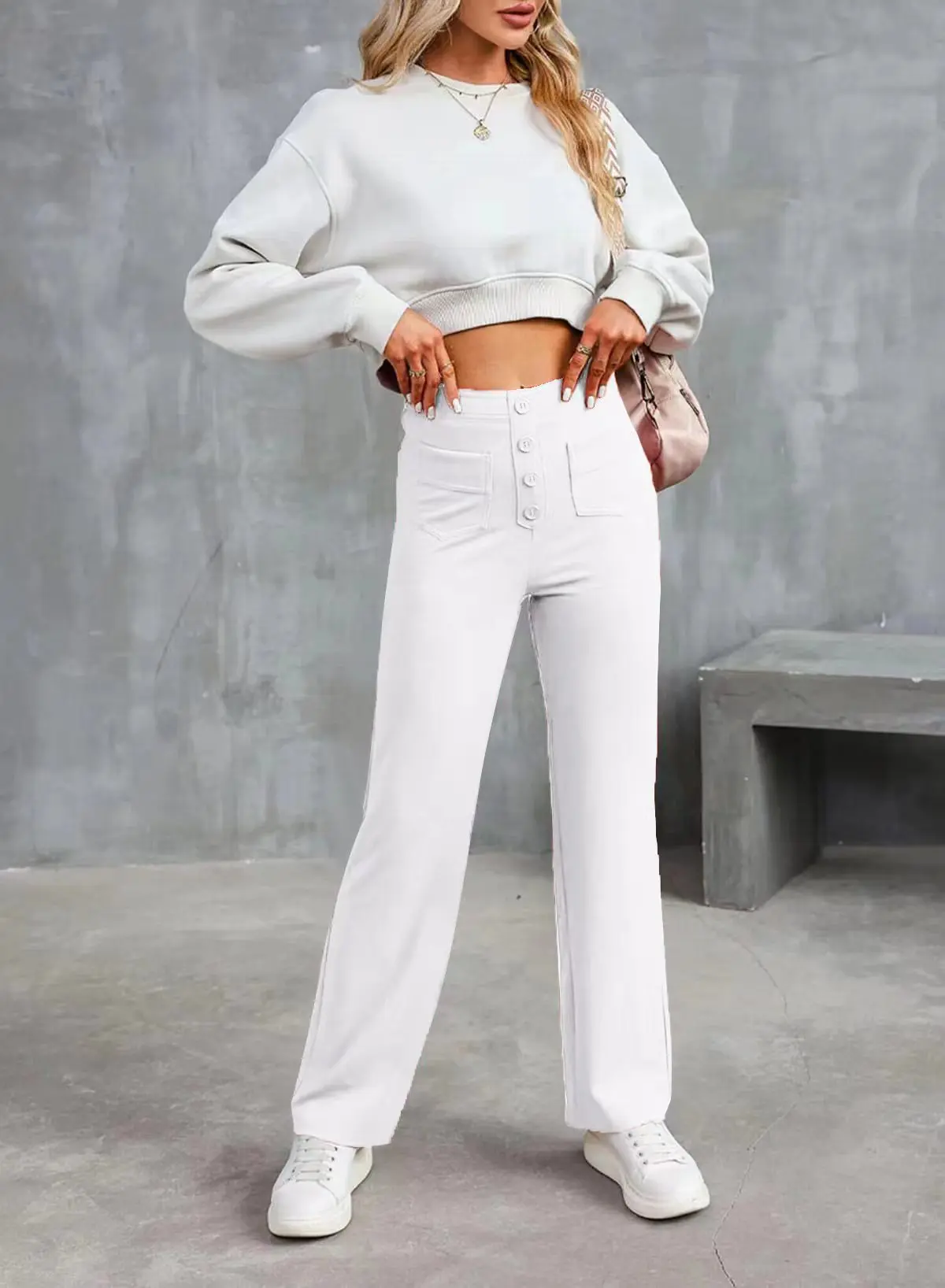 Maison High-Waist Wide-Leg Trousers with Pocket Detailing