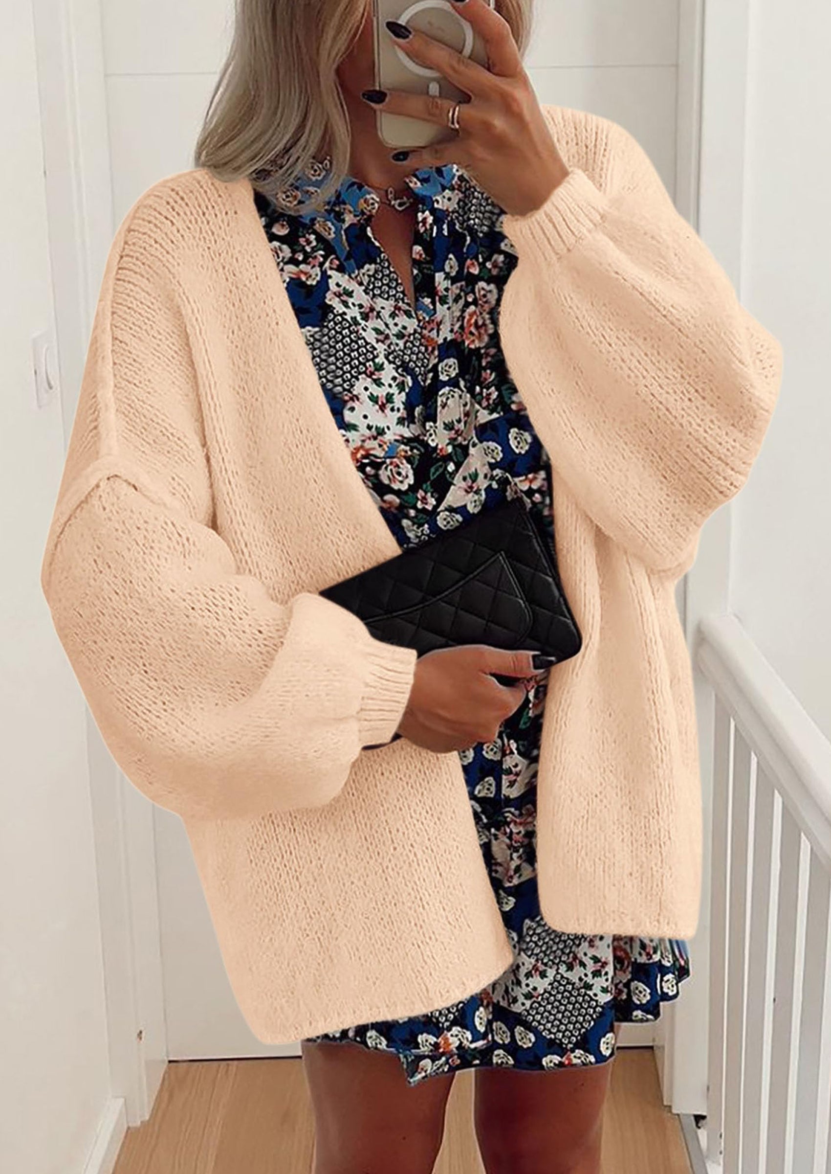 Maple Lumi Womens Oversized Cardigan Sweaters Fall Long Lantern Sleeve Knit Open Front Lightweight Sweater