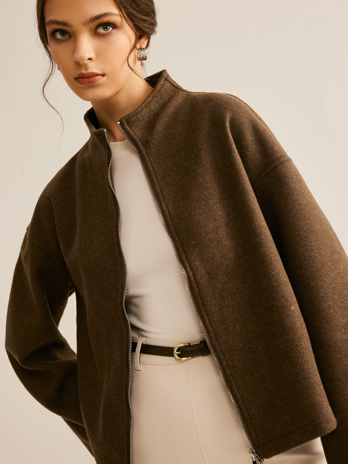 Minimalist Stand-Collar Jacket | Cropped Silhouette | Refined Casual