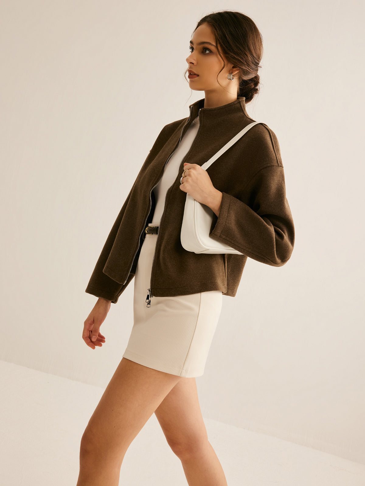 Minimalist Stand-Collar Jacket | Cropped Silhouette | Refined Casual