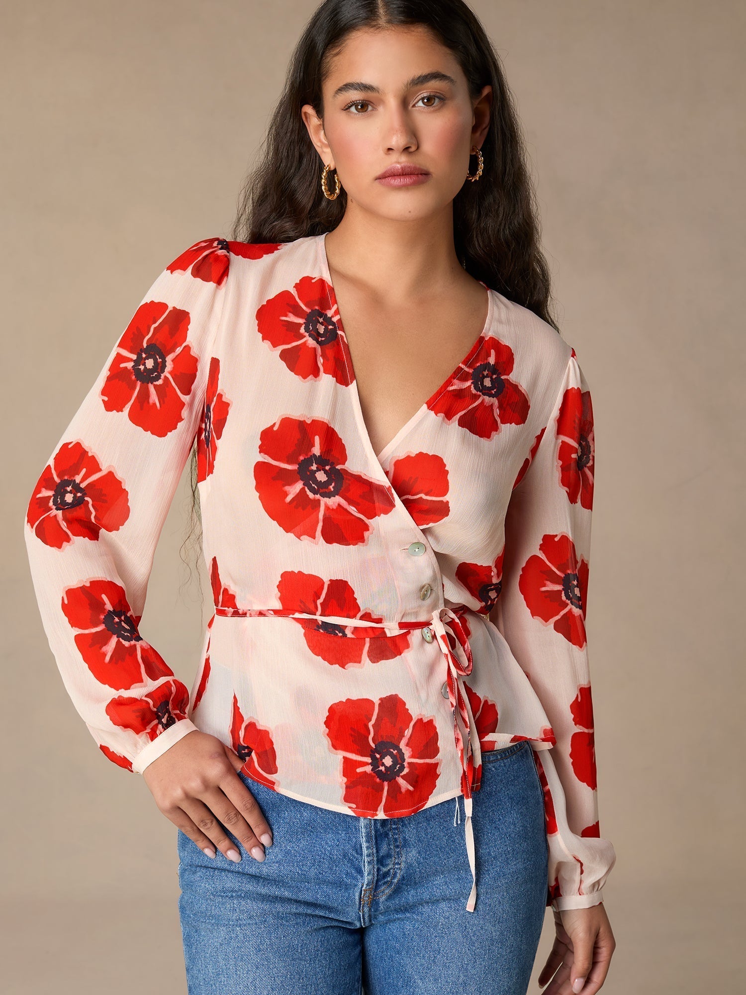 Aurora Floral Wrap Blouse | Chiffon V-Neck