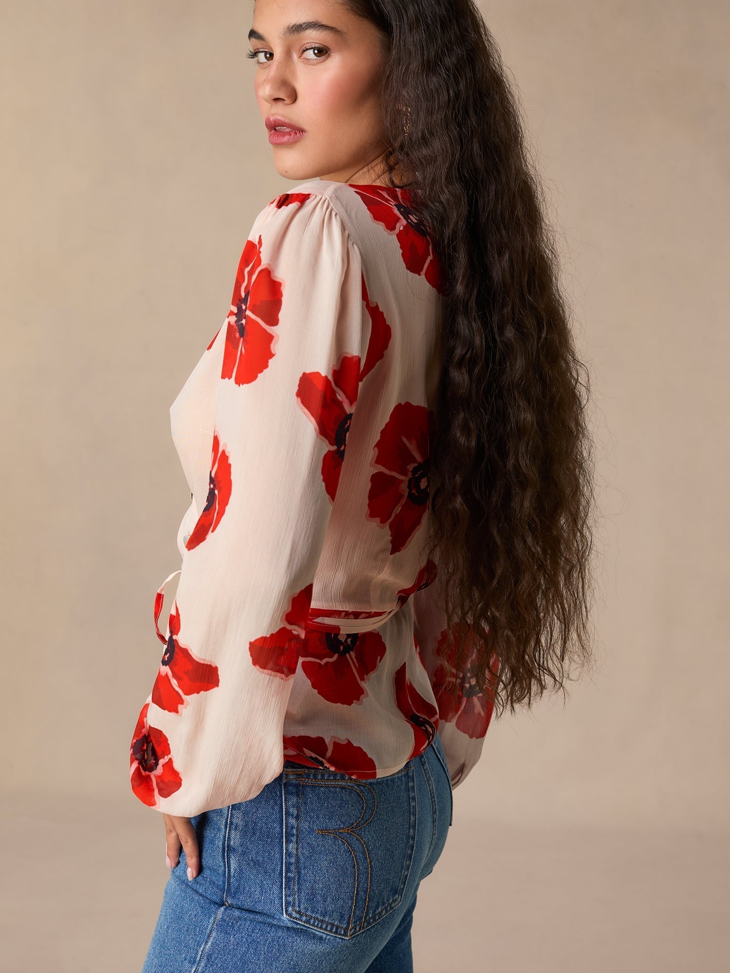 Aurora Floral Wrap Blouse | Chiffon V-Neck