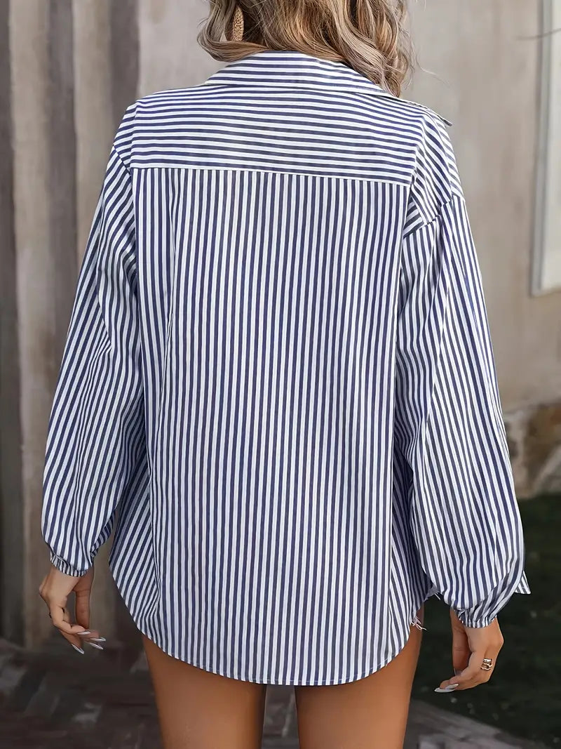 Striped Button-Up Shirt | Relaxed Fit | Cotton Blend