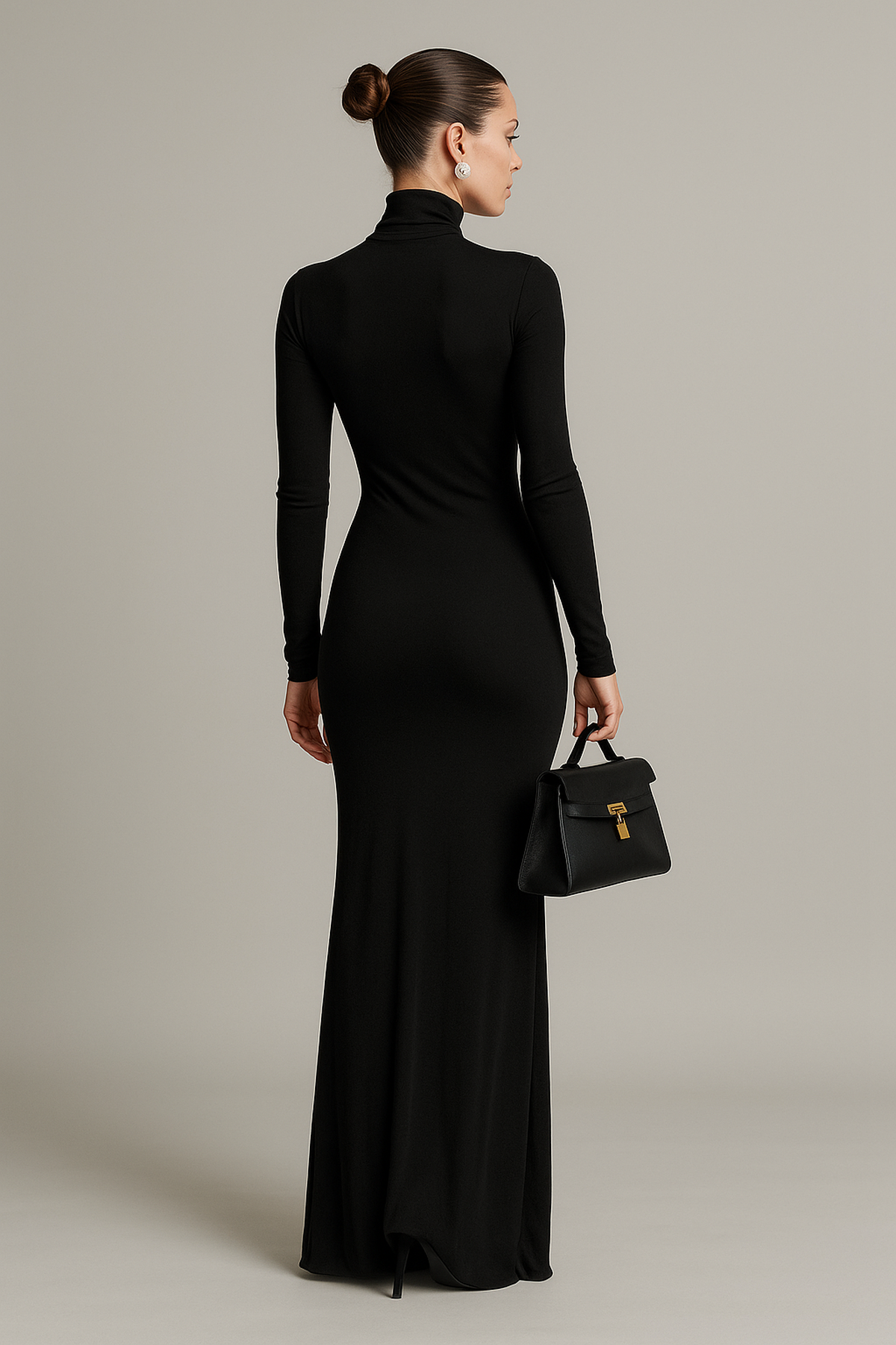 Nocturne Long-Sleeve Turtleneck Maxi Dress | Stretch Fit | Floor-Length