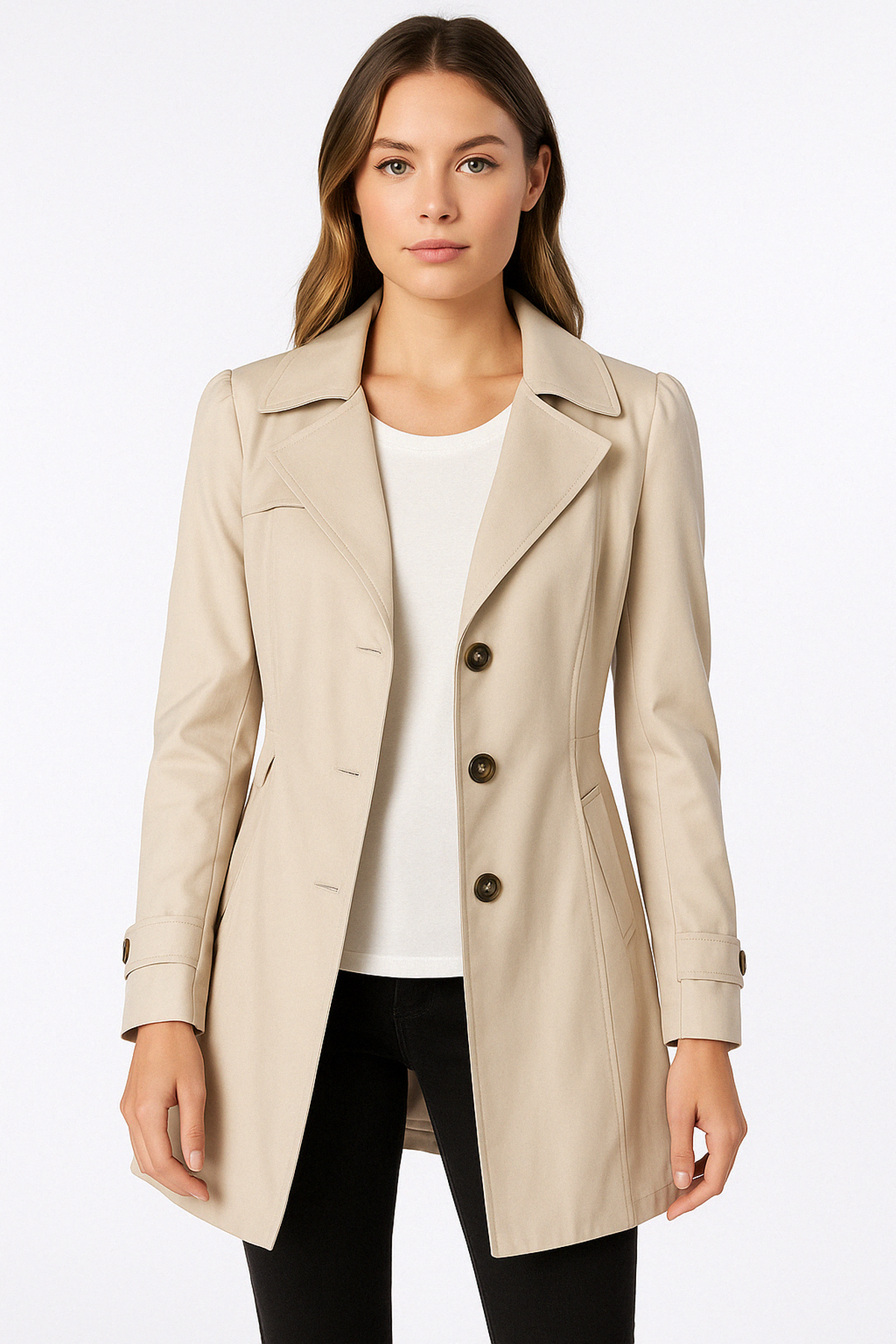 Mid-Length Trench Coat | Cotton Blend | Single-Breasted Design