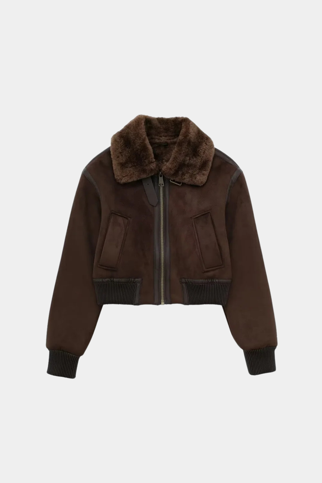 Faux Shearling Aviator Jacket | Cropped Fit | Turn-Down Collar