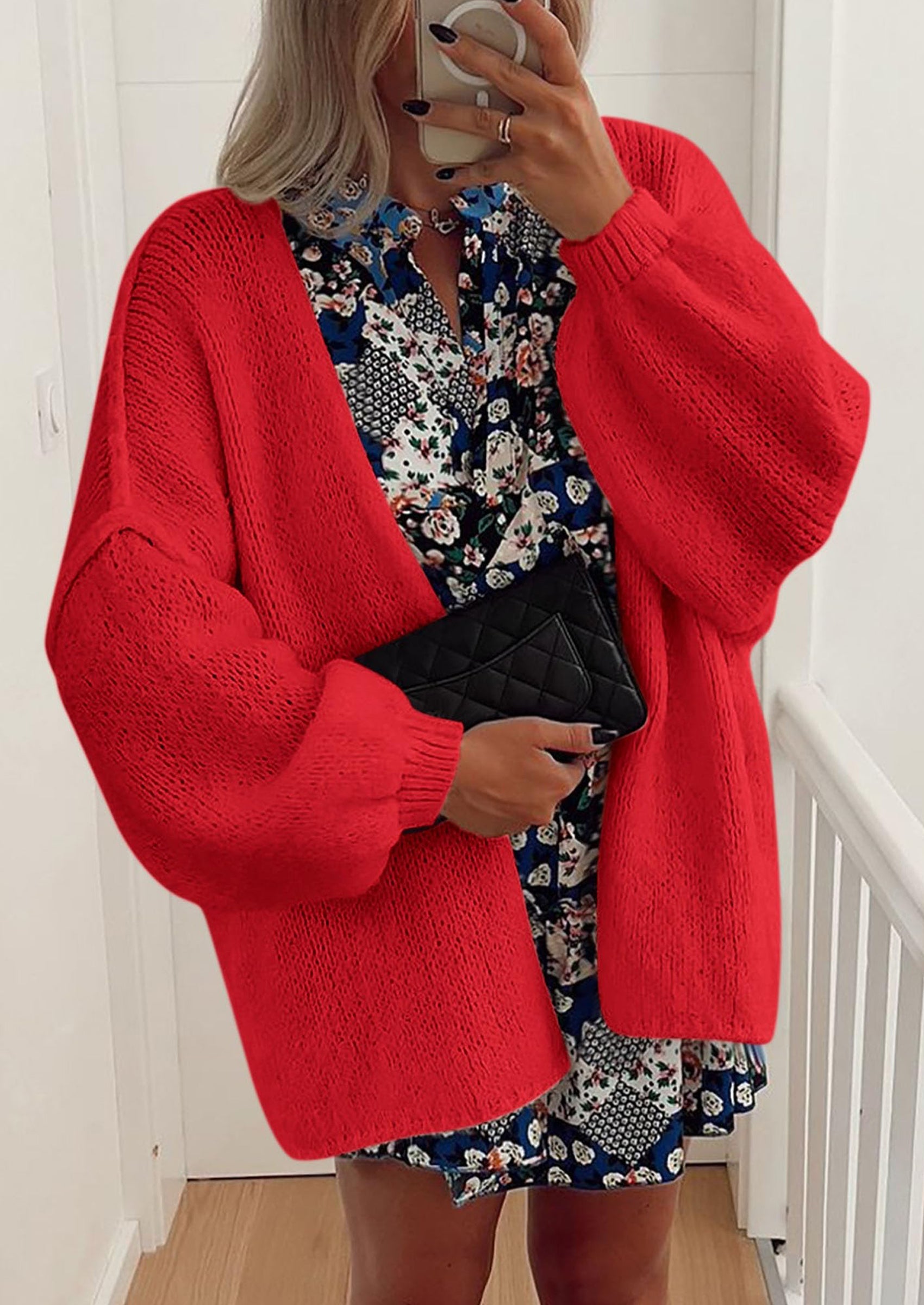 Maple Lumi Womens Oversized Cardigan Sweaters Fall Long Lantern Sleeve Knit Open Front Lightweight Sweater