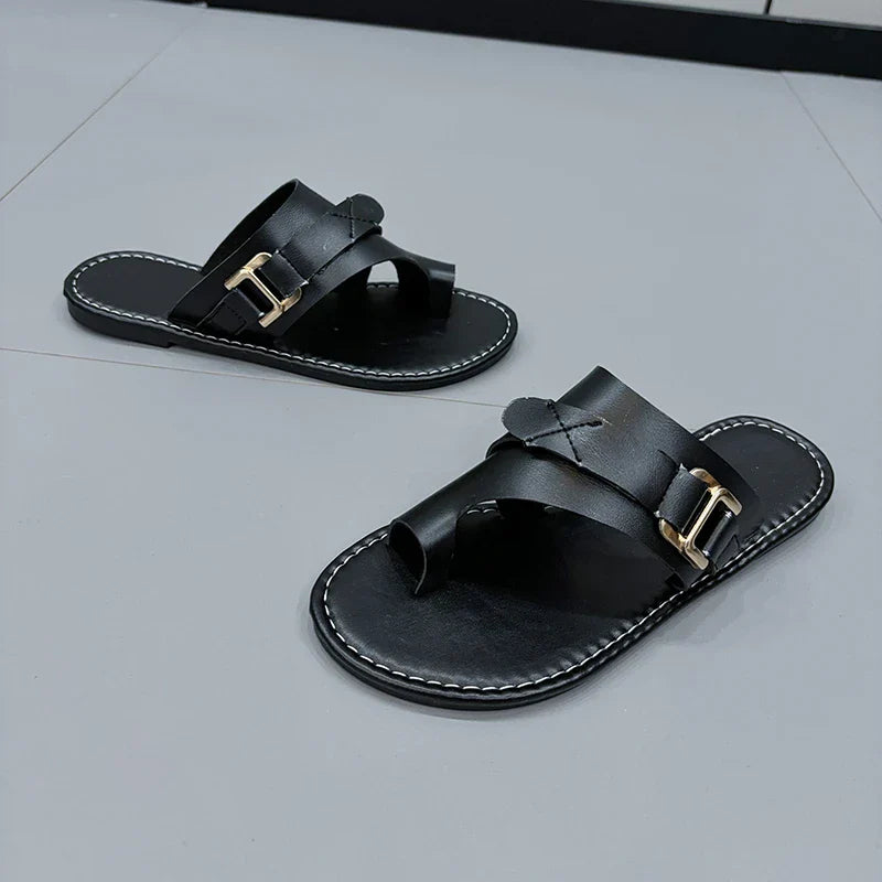Leather Sandals | Toe Loop | Buckle Detail