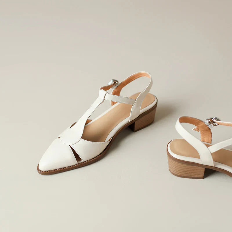 Serana Leather Slingback Heels | Pointed Toe | Buckle Strap