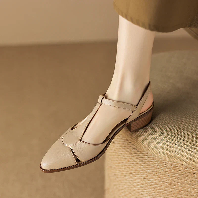 Serana Leather Slingback Heels | Pointed Toe | Buckle Strap