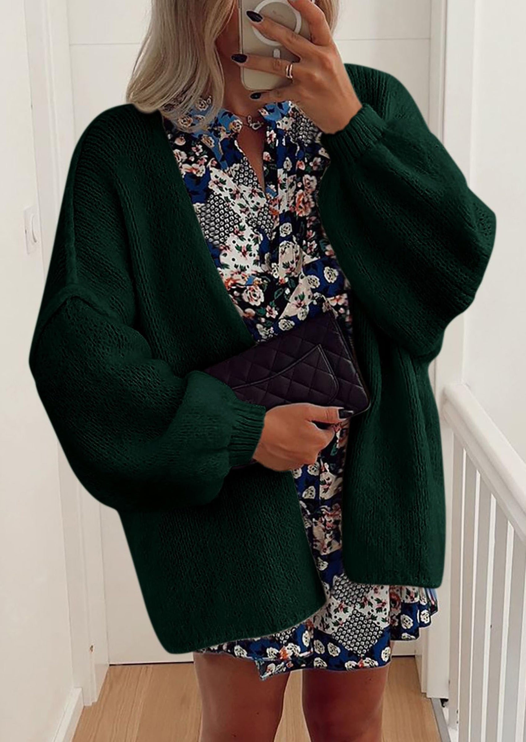 Maple Lumi Womens Oversized Cardigan Sweaters Fall Long Lantern Sleeve Knit Open Front Lightweight Sweater