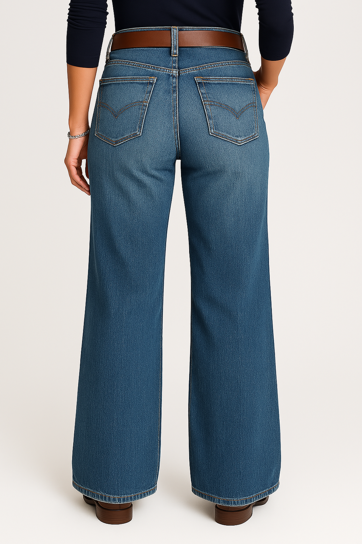 High Waist Wide Leg Denim Jeans | Regular Fit