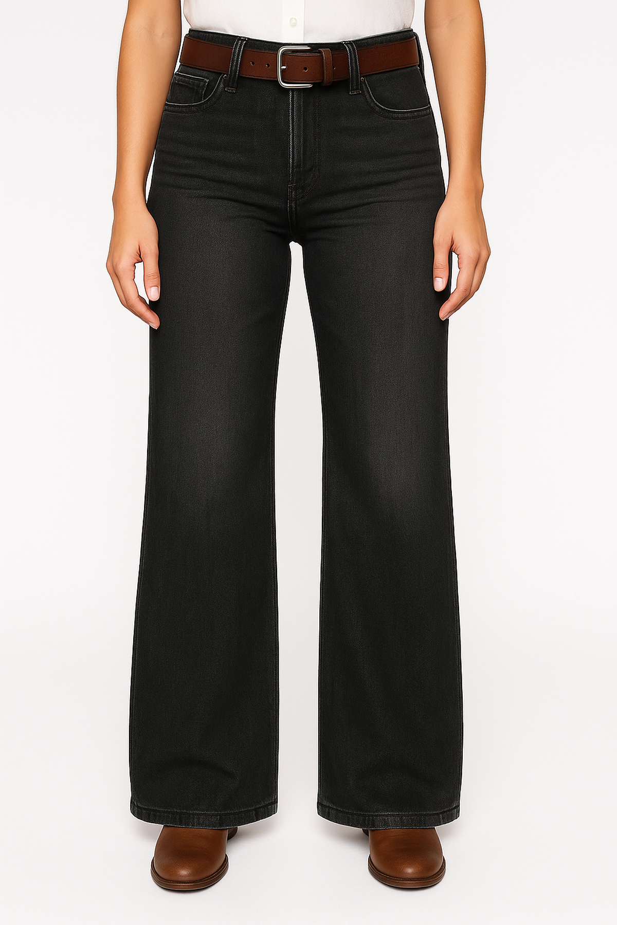 High Waist Wide Leg Denim Jeans | Regular Fit