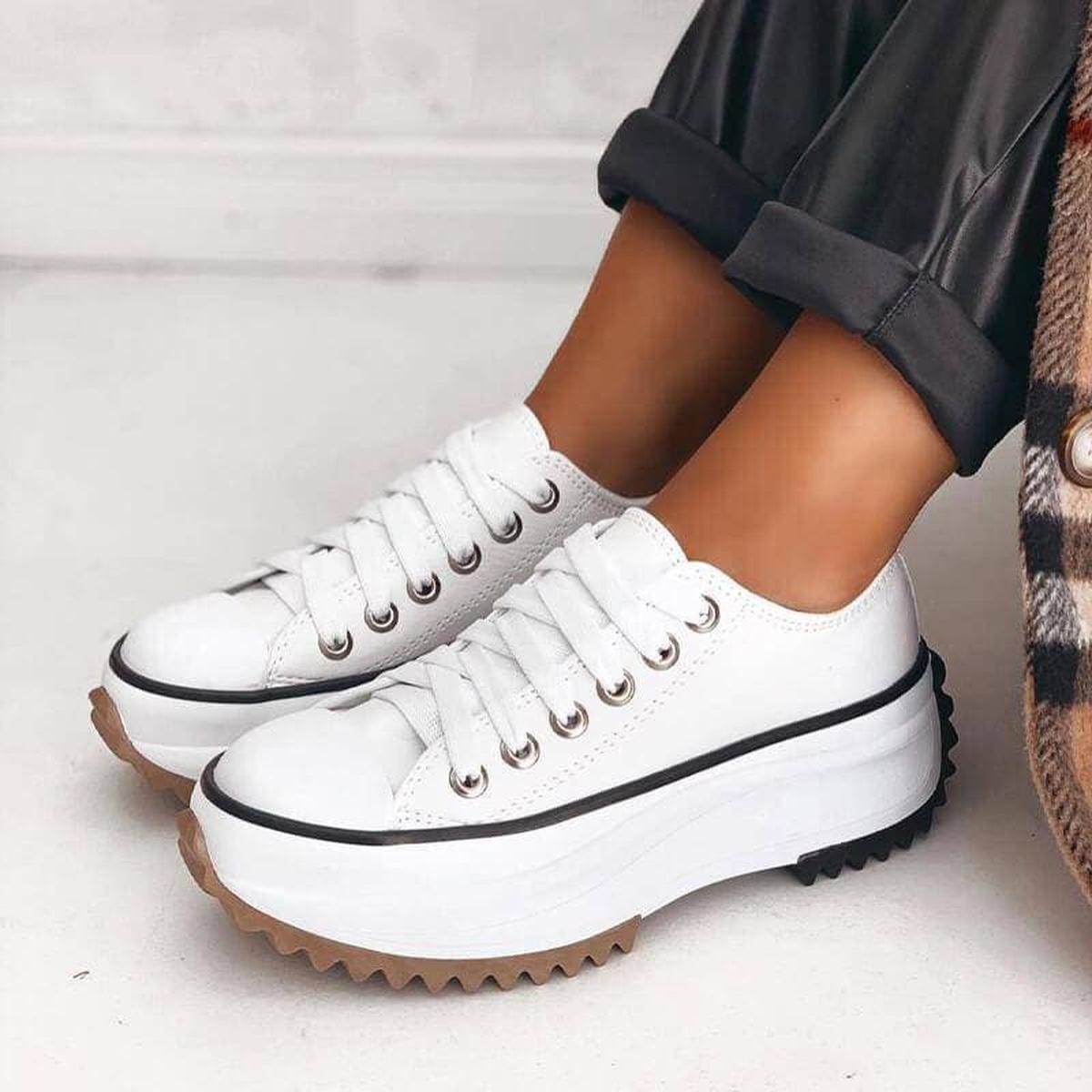 Canvas Platform Sneakers | Chunky Sole | Lace-Up