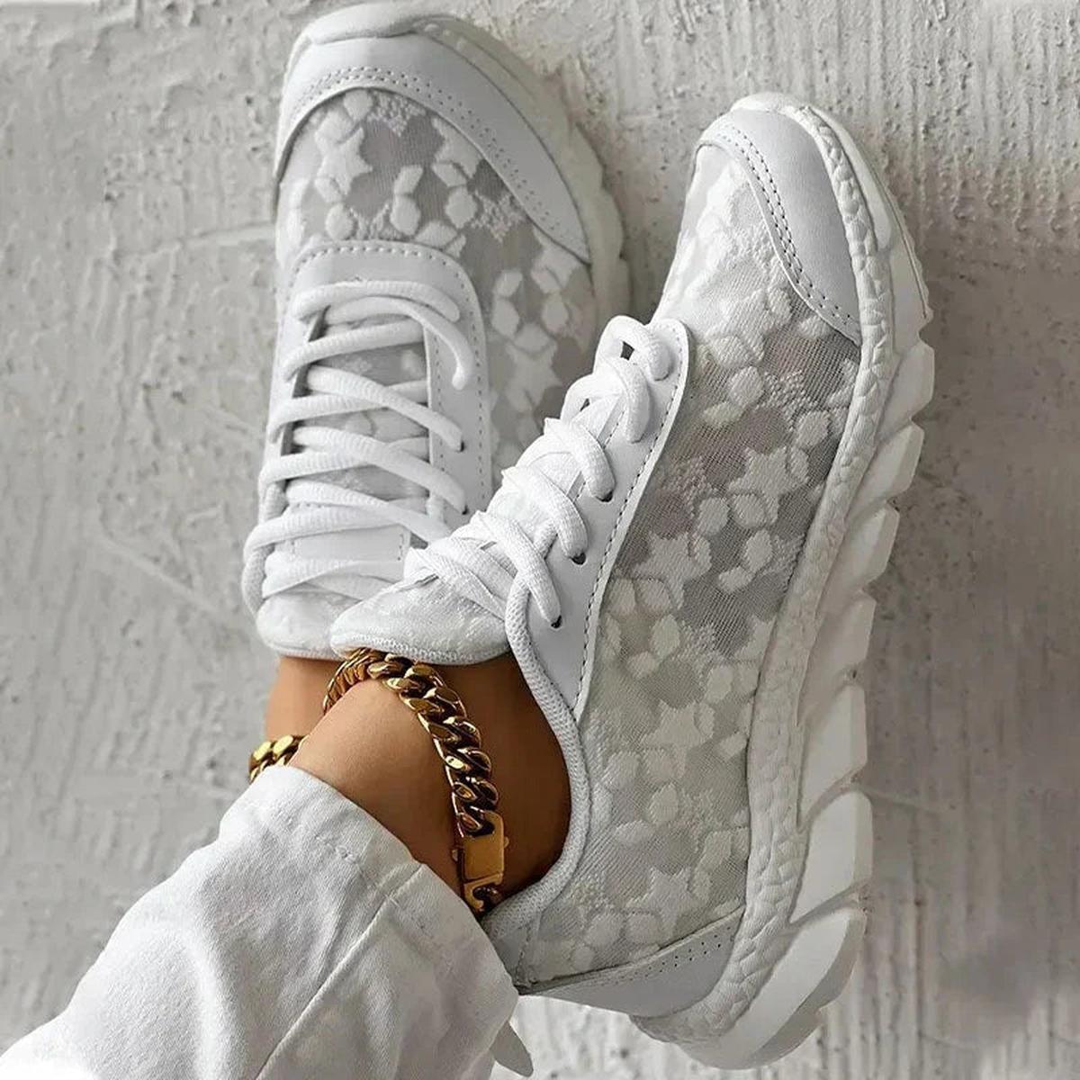Embroidered Mesh Sneakers | Lightweight | Cushioned Sole