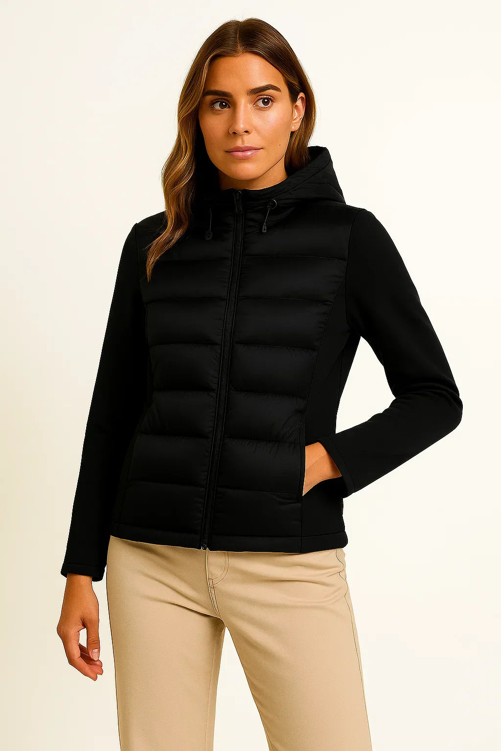 Women’s Lightweight Hybrid Down Jacket | Hooded | Streamlined Warmth