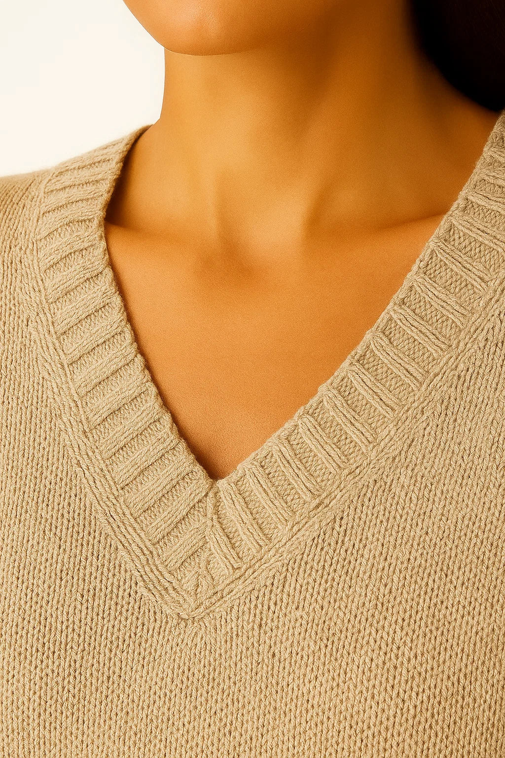 Aurora Open-Knit V-Neck Sweater | Lightweight Cotton Blend | Relaxed Fit