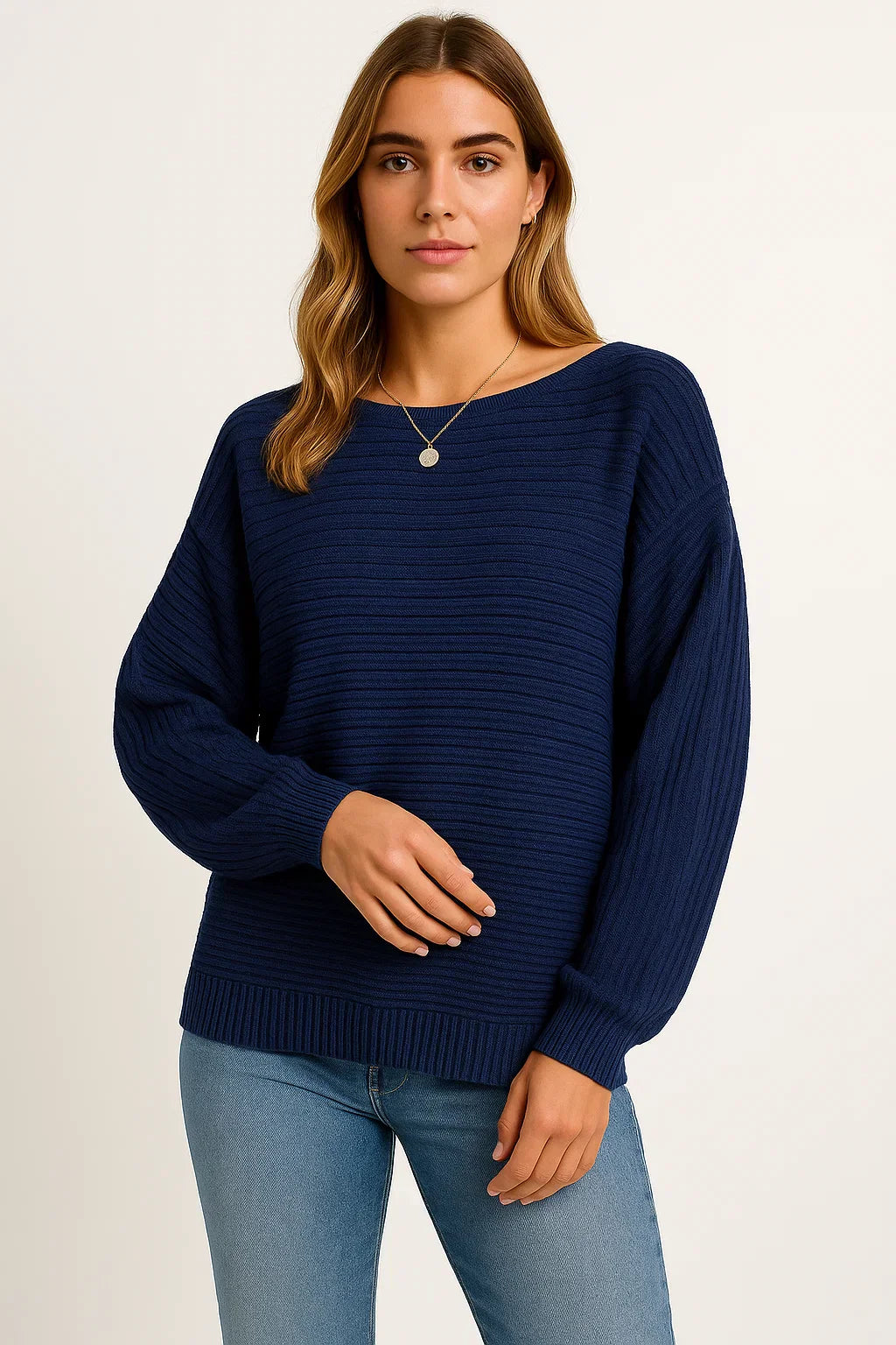 Women’s Textured Knit Sweater | Relaxed Batwing Fit | Soft Cotton Blend