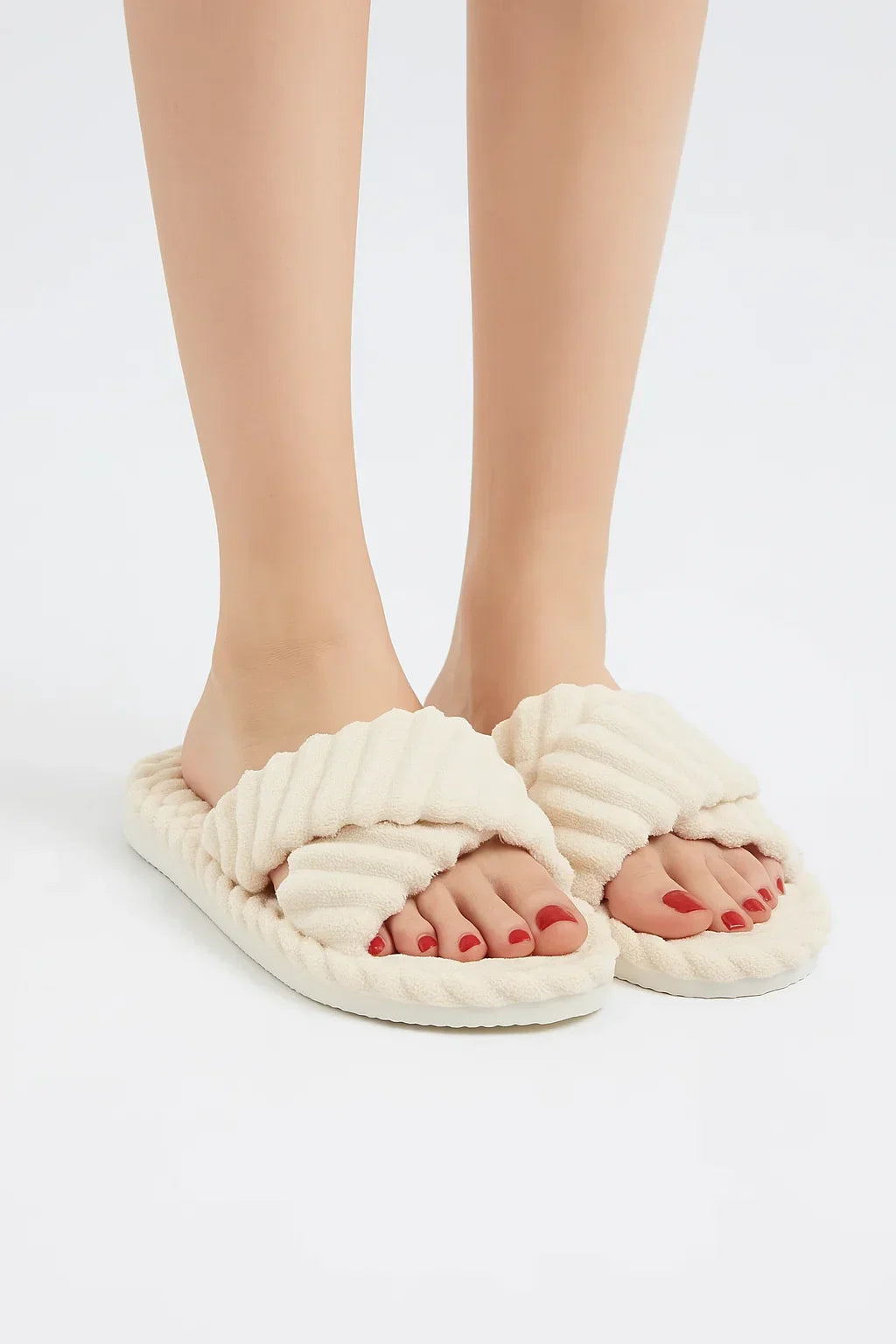 Maison Corduroy Cross-Band Slippers | Plush Sole | Indoor Comfort