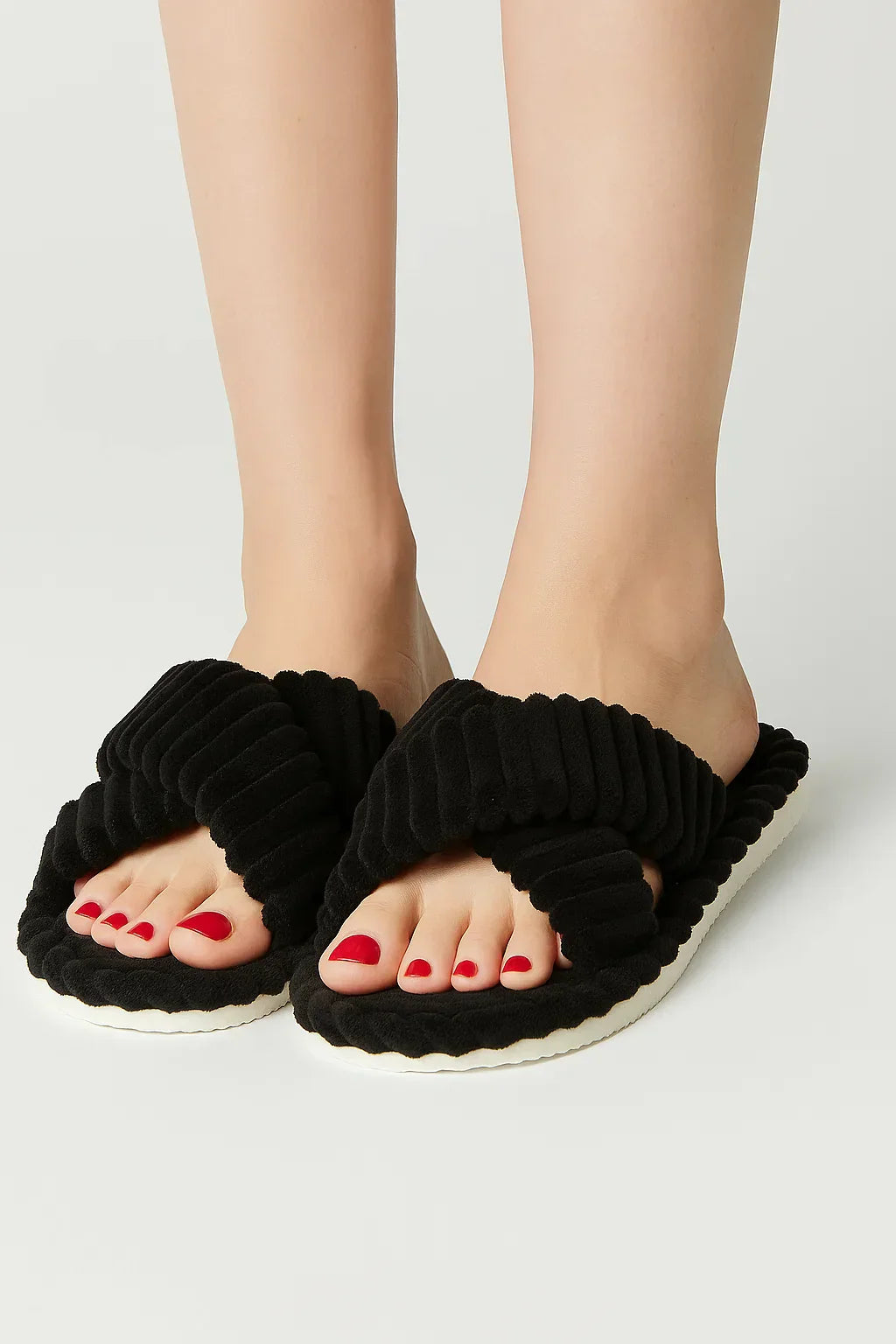 Maison Corduroy Cross-Band Slippers | Plush Sole | Indoor Comfort