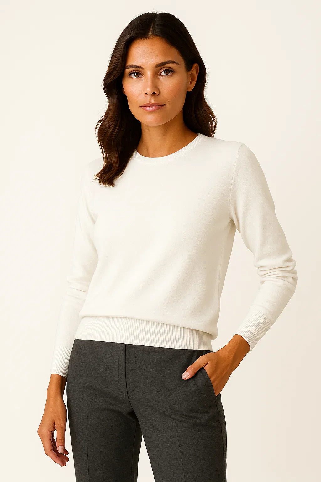 Women's O-Neck Sweater | Wool Blend Knit | Regular Fit