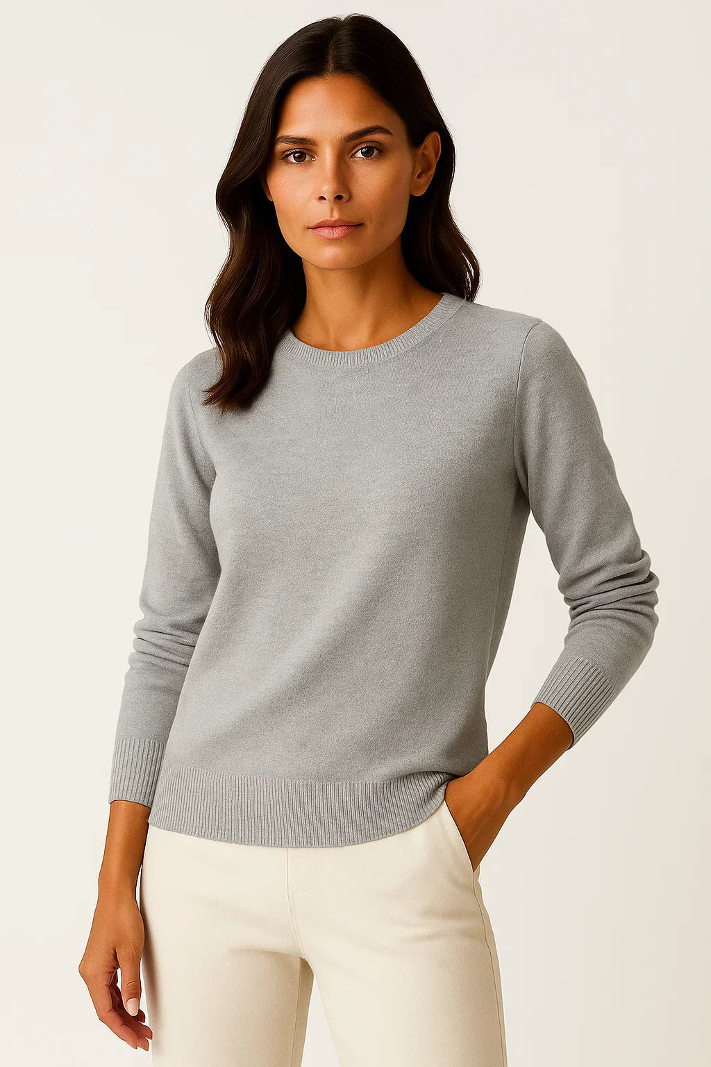 Women's O-Neck Sweater | Wool Blend Knit | Regular Fit