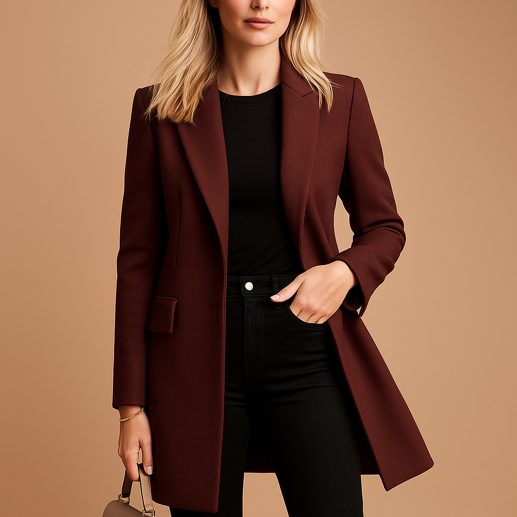 Long Wool Blend Coat | Single-Breasted | Modern Tailored Silhouette