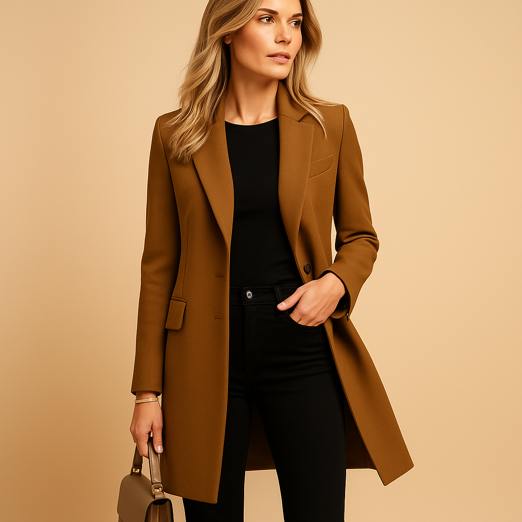 Long Wool Blend Coat | Single-Breasted | Modern Tailored Silhouette
