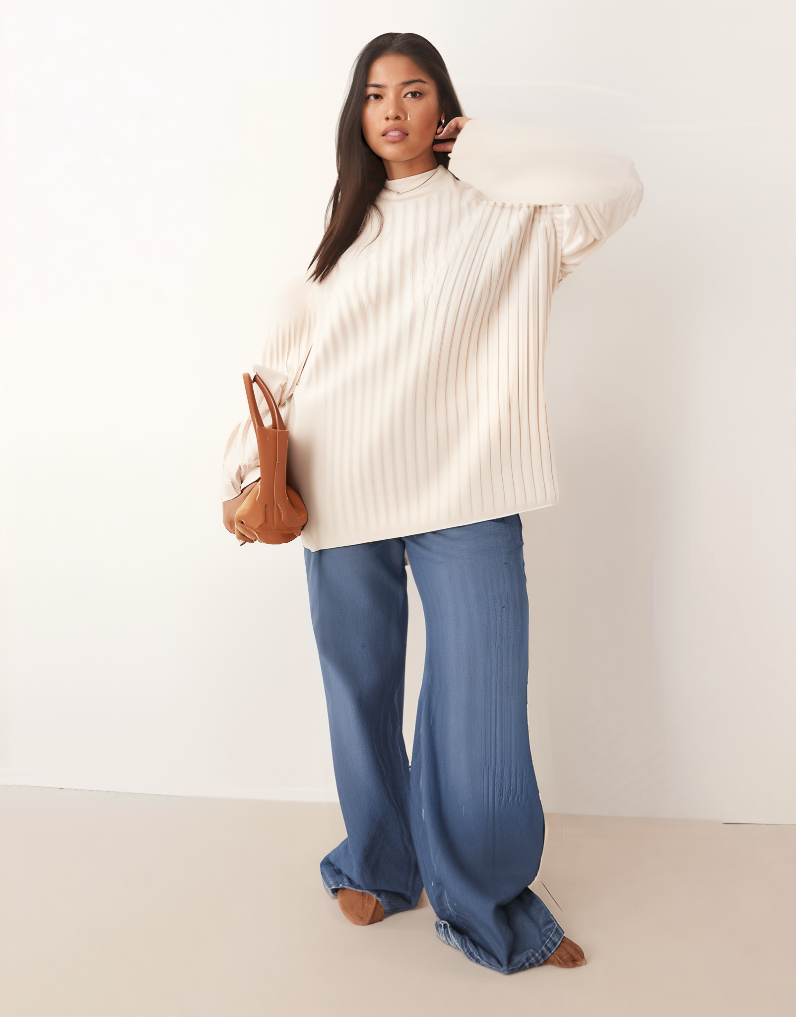 Maison Ribbed Knit Sweater | Cream | Relaxed Silhouette